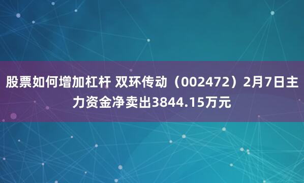 股票如何增加杠杆 双环传动（002472）2月7日主力资金净卖出3844.15万元