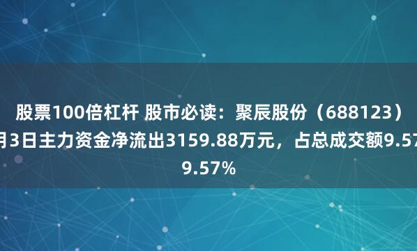 股票100倍杠杆 股市必读：聚辰股份（688123）7月3日主力资金净流出3159.88万元，占总成交额9.57%